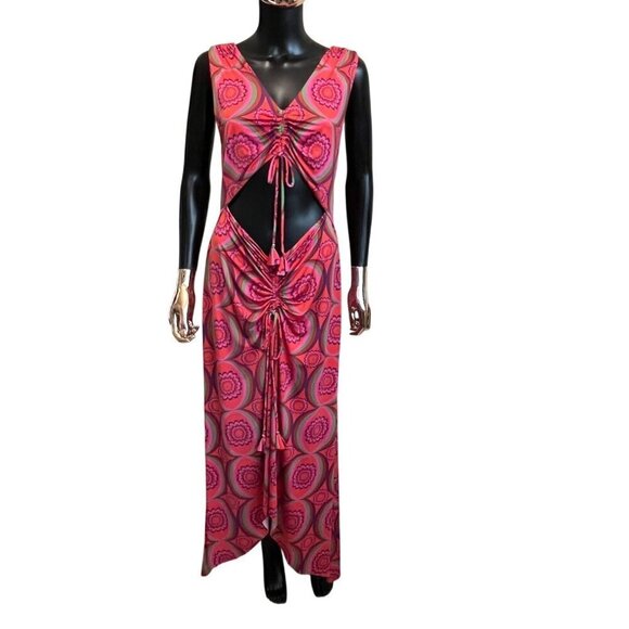 MISA Los Angeles Lotta Pink Cutout Maxi Dress NWT Large Boho Resort Vacay $370 - Picture 2 of 9